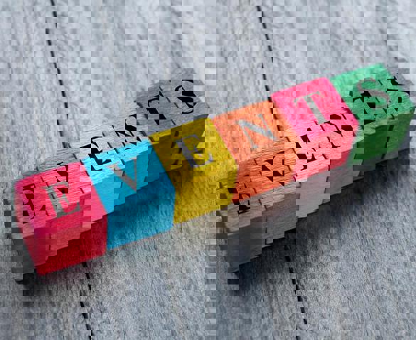 Coloured blocks with the word events on